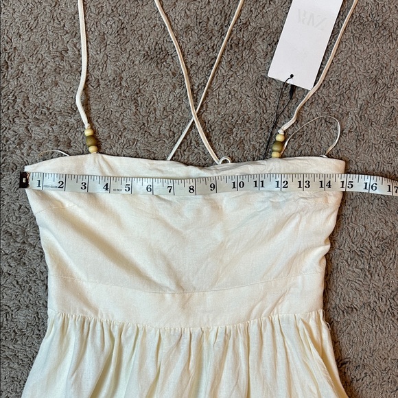 NWT ZARA BEADED STRAPPY LINEN BLEND MIDI DRESS - Picture 9 of 16
